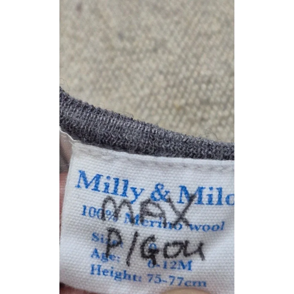Milly and milo merino wool extra fine boys long sleeve size 6-12M